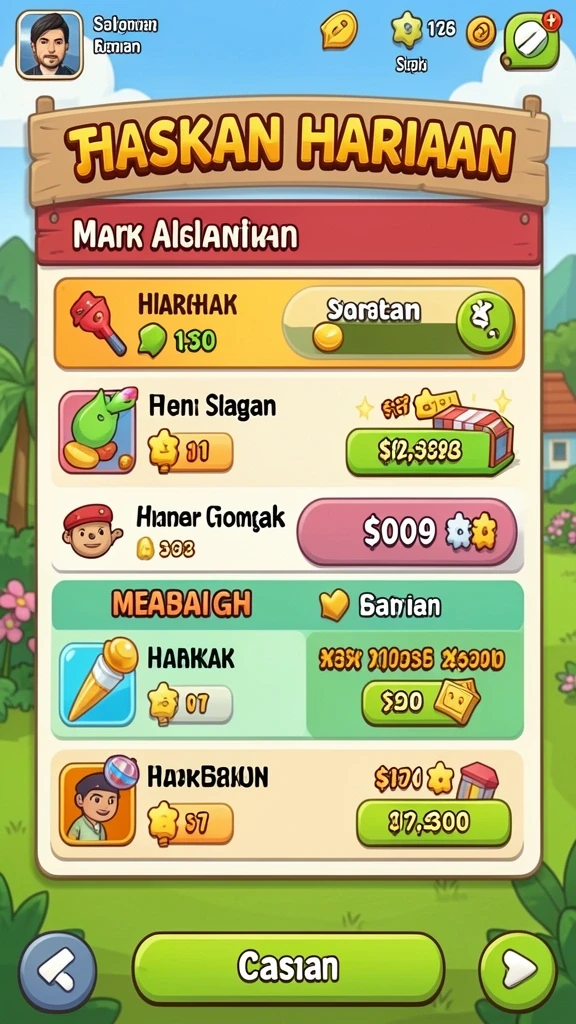 Tampilan menu utama yang menarik dan interaktif.