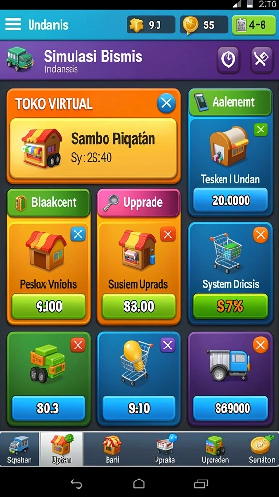 Tampilan utama aplikasi dengan pilihan permainan yang beragam.