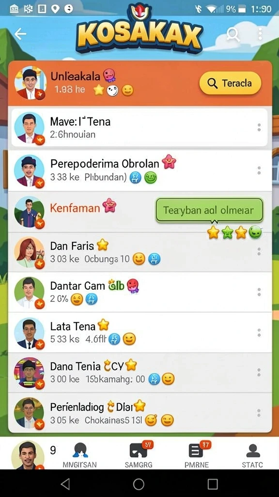 Tampilan awal permainan yang menarik dengan karakter berwarna-warni.